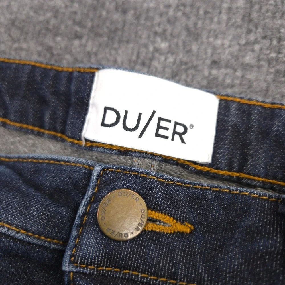 DU/ER Fleece Lined Jeans Mens 32X32 Blue Tapered 5 Pocket Flex Dark Wash Denim